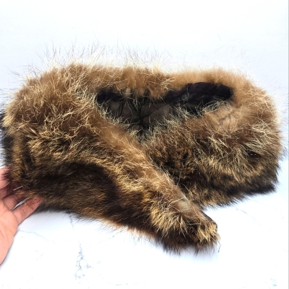 American Vintage | brown cream real fur maximalist quilted line collar - Picture 1 of 10